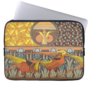 Antieke Franse Art Nouveau Natuur Vogel Patroon Laptop Sleeve