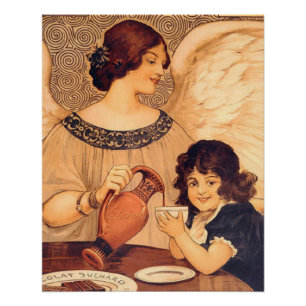 Antieke Franse Chocolade Engel Poster: Vintage Kun Perfect Poster