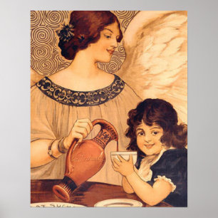 Antieke Franse Chocolade Engel Poster: Vintage Kun Poster