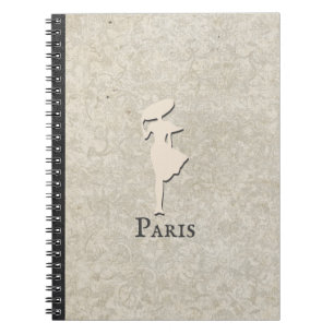 Antieke Franse dame met hoed Paris bloemen Notitieboek