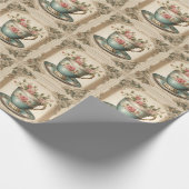 Antieke Franse landelijke bloem-theekop Cadeaupapier (Hoek)