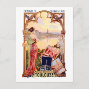 Antieke Franse Toulouse Reisposter Briefkaart