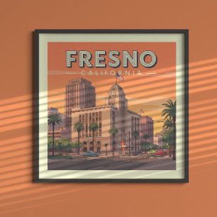 Antieke Fresno Californië Poster