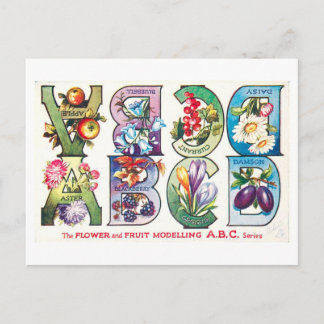 Antieke Fruit- en Bloemalfabet A-D Briefkaart
