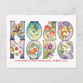 Antieke Fruit- en Bloemalphabet N-Q Briefkaart
