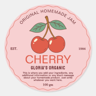 Antieke Fruit Kersenjam Huisgemaakt Product Ronde Sticker
