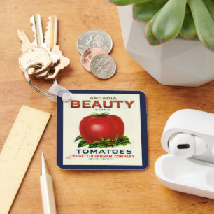Antieke Fruitkist Label, Arcadia Beauty Tomaten Sleutelhanger