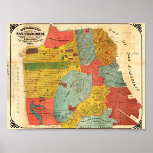 Antieke gedetailleerde kaart van San Francisco 187 Poster