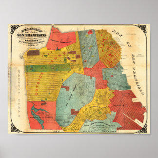 Antieke gedetailleerde kaart van San Francisco 187 Poster