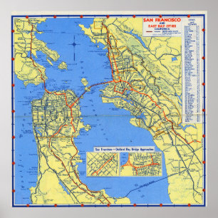 Antieke gedetailleerde kaart van San Francisco Poster