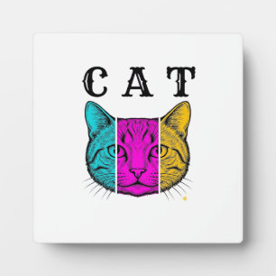 Antieke Gegraveerde Kat Kleuren Blok Grafisch Ontw Fotoplaat