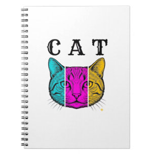 Antieke Gegraveerde Kat Kleuren Blok Grafisch Ontw Notitieboek