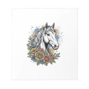 Antieke gegraveerde paard bloem vector shirt ontwe notitieblok
