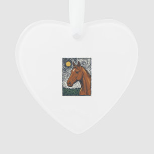 Antieke gegraveerde paard sterrenhemel kunst ontwe ornament