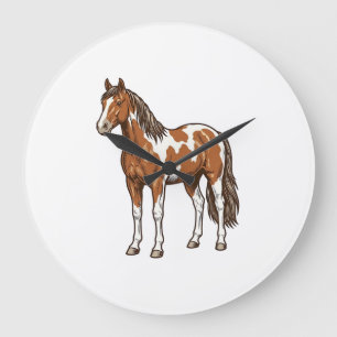 Antieke Gegraveerde Pinto Paard Vector Ontwerp_1 Grote Klok