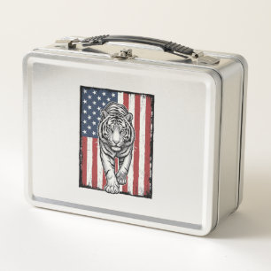 Antieke Gegraveerde Tijger Amerikaanse Vlag Patrio
