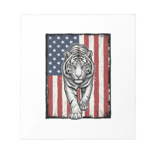 Antieke Gegraveerde Tijger Amerikaanse Vlag Patrio Notitieblok