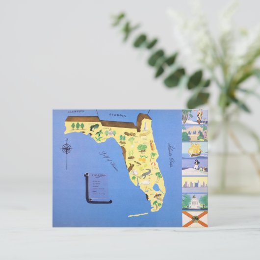 Antieke geïllustreerde Florida Briefkaart (Staand voorkant)