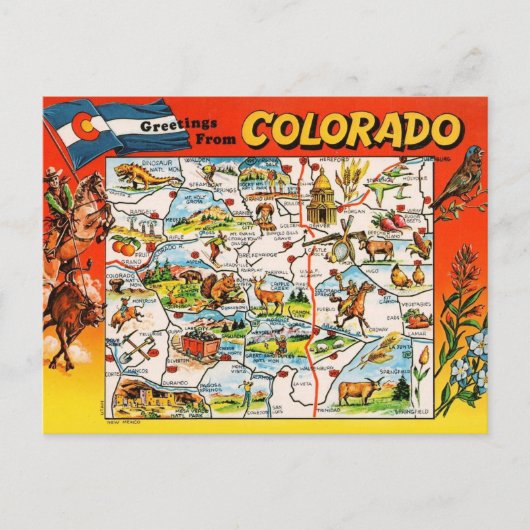 Antieke geïllustreerde kaart van Colorado  (Voorkant)