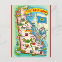 Antieke geïllustreerde kaart van Delaware