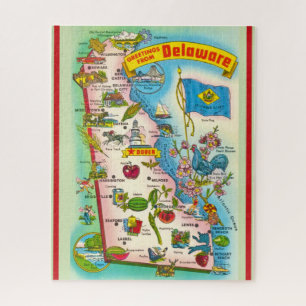 Antieke geïllustreerde kaart van Delaware Legpuzzel