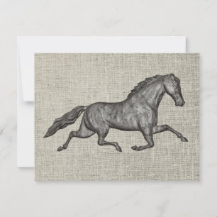 Antieke Geïllustreerde Paard Grijs Kunst Notitieka Notitiekaartje