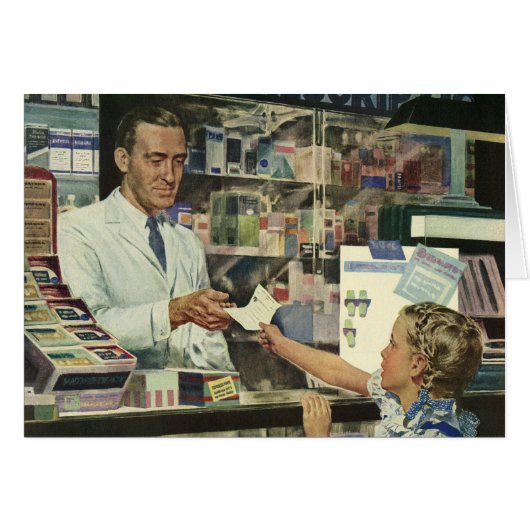 Antieke geneeskunde, apotheker en meisje bij de ap (Voorkant Horizontaal)