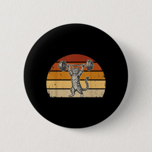 Antieke Gewichtheffende Katten Gym Overheid Ronde Button 5,7 Cm