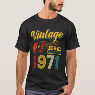 Antieke gitaar uit 1971, limitierte editie geboort t-shirt