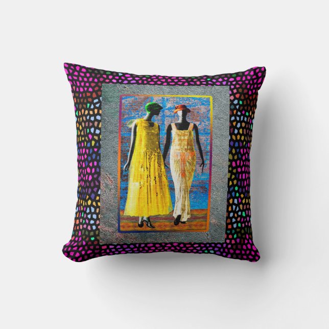 Antieke glas-in-loodramen Harlem Renaissance Kussen (Voorkant)
