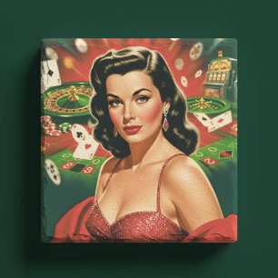 Antieke Gok Pin-up Stenen Onderzetter