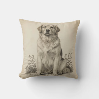 Antieke Goud Retriever Honden Kunst Portret Kussen