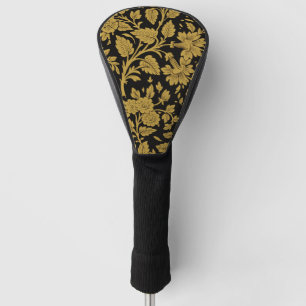 Antieke Gouden Bloemmotief Indiase Lakwerk Zwarte Golfheadcover