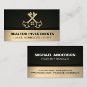 Antieke Gouden Gekruiste Sleutels | Vastgoed Visitekaartje (Voorkant / Achterkant)