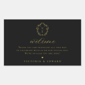 Antieke Gouden Kam Monogram Huwelijksbegroeting Zw Rechthoekige Sticker (Voorkant)