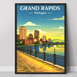 Antieke Grand Rapids Michigan Poster