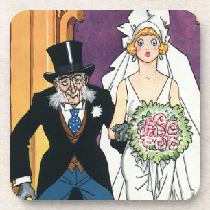 Antieke Grappige Huwelijk, Mei December Romantiek Onderzetter