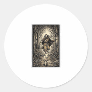 Antieke Gravure Herder en Lam Bos Ronde Sticker