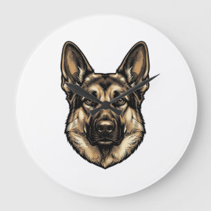 Antieke Gravure HerderHond Vector Design_1 Grote Klok