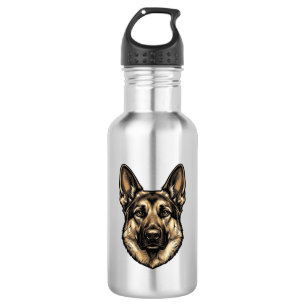 Antieke Gravure HerderHond Vector Design_1 Waterfles