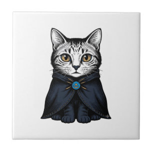 Antieke Gravure Kat Portret Illustratie Ontwerp Tegeltje