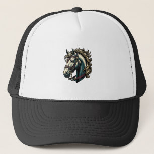 Antieke Gravure Paardenkop Vector Trucker Pet