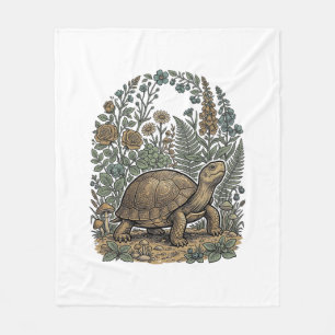 Antieke Gravure Schildpad Botanische Tuin Fleece Deken