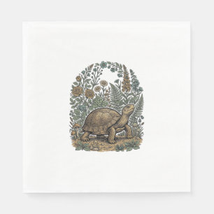Antieke Gravure Schildpad Botanische Tuin Servet