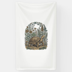 Antieke Gravure Schildpad Botanische Tuin Spandoek