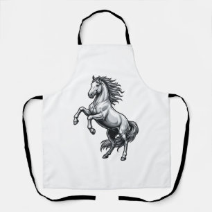 Antieke Gravure Steigerend Paard Vectorontwerp_1 Schort