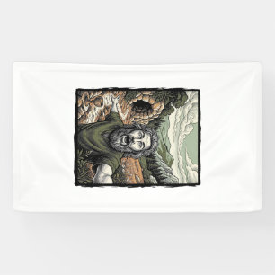 Antieke Gravure Verraste Baardige Portret Ontwerp Spandoek