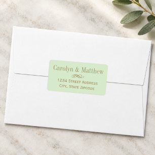 Antieke groene vintage gouden trouw retouradres etiket