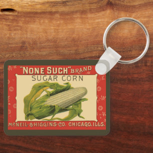 Antieke Groente Etiket Kunst, None Such Suikermais Sleutelhanger