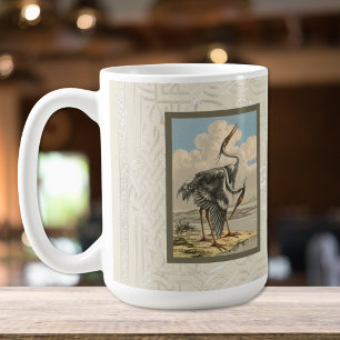 Antieke Grote Blauwe Reiger Dramatische Ornitholog Koffiemok